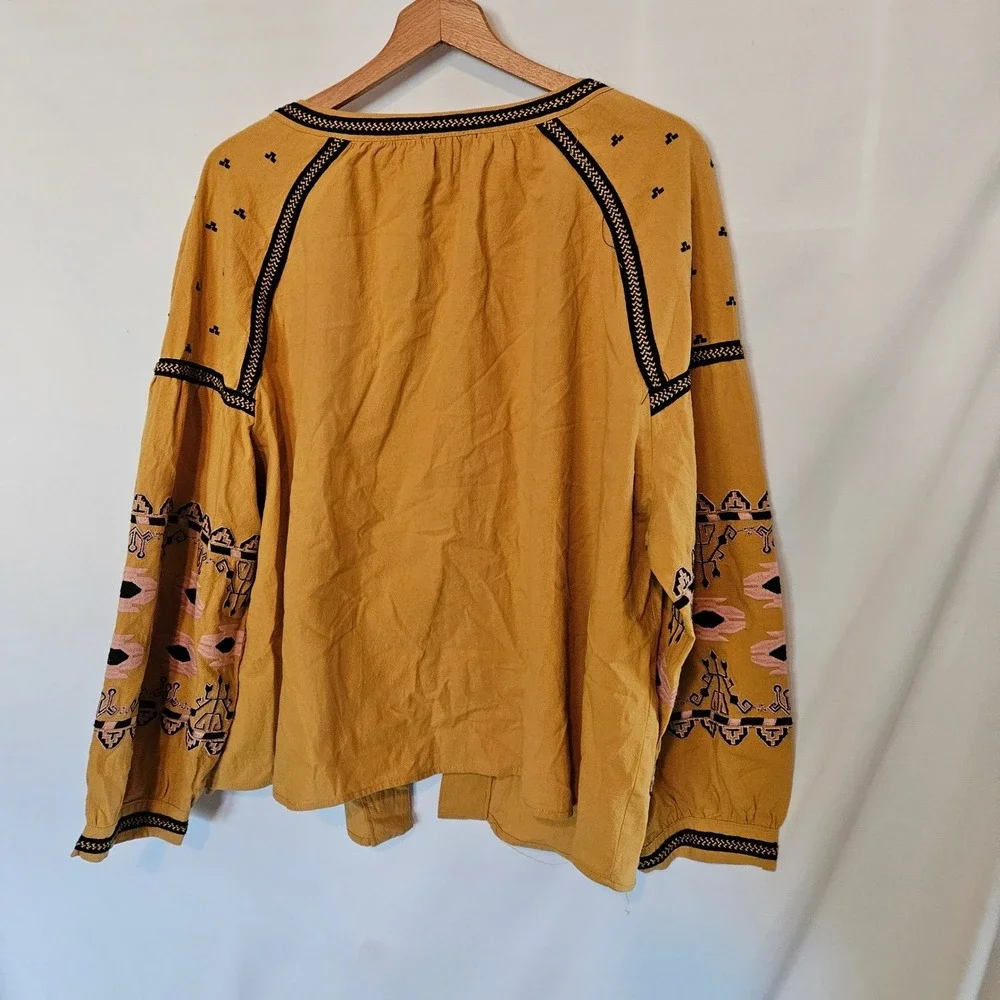 Anthropologie RD + Koko Boho Embroidered Tie Front Jacket sz‎ 1x